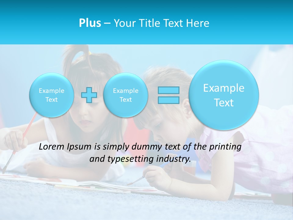 Two Little Girls Laying On The Floor Writing On Paper PowerPoint Template