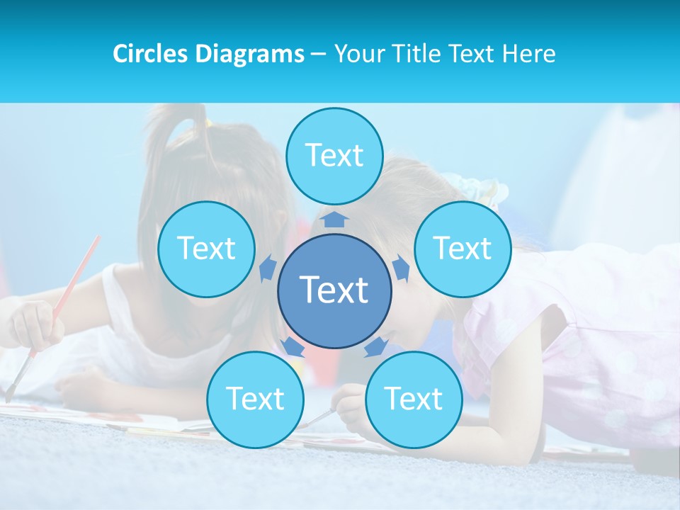 Two Little Girls Laying On The Floor Writing On Paper PowerPoint Template