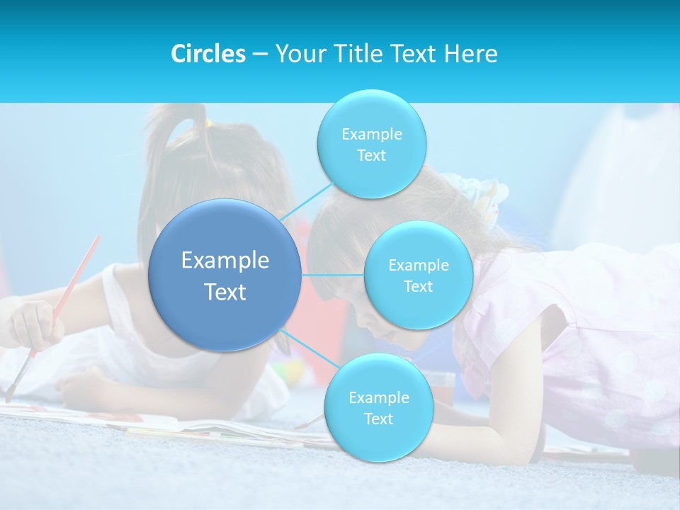 Two Little Girls Laying On The Floor Writing On Paper PowerPoint Template