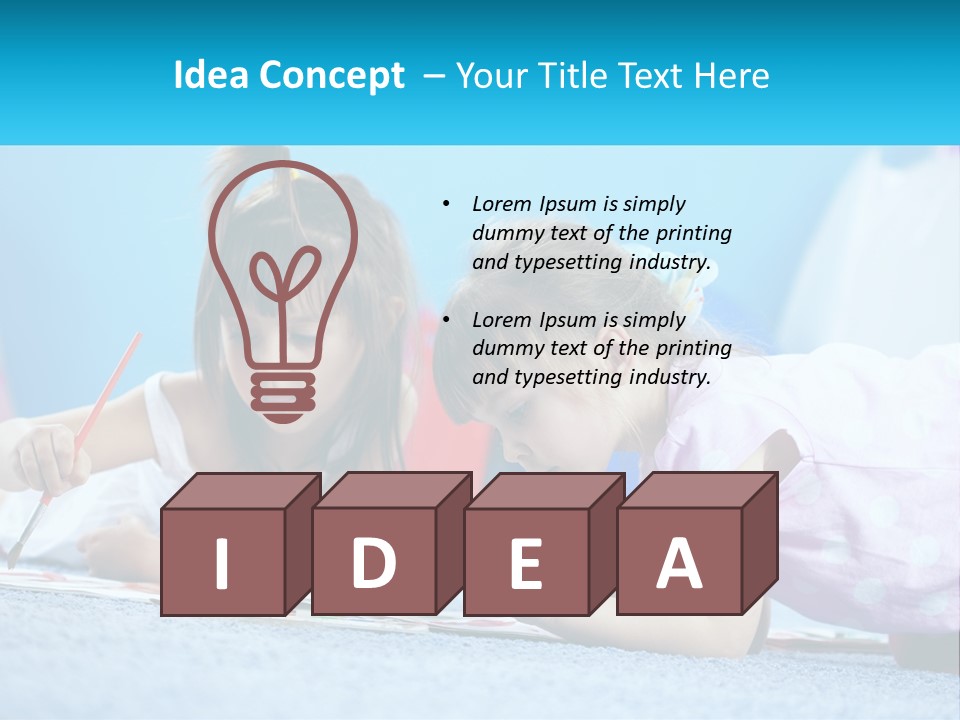 Two Little Girls Laying On The Floor Writing On Paper PowerPoint Template