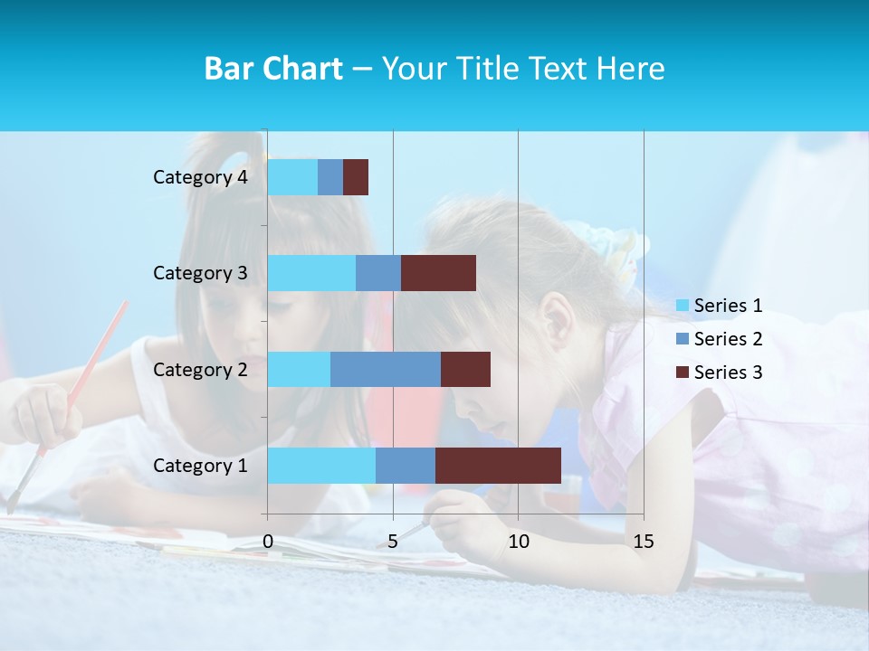 Two Little Girls Laying On The Floor Writing On Paper PowerPoint Template