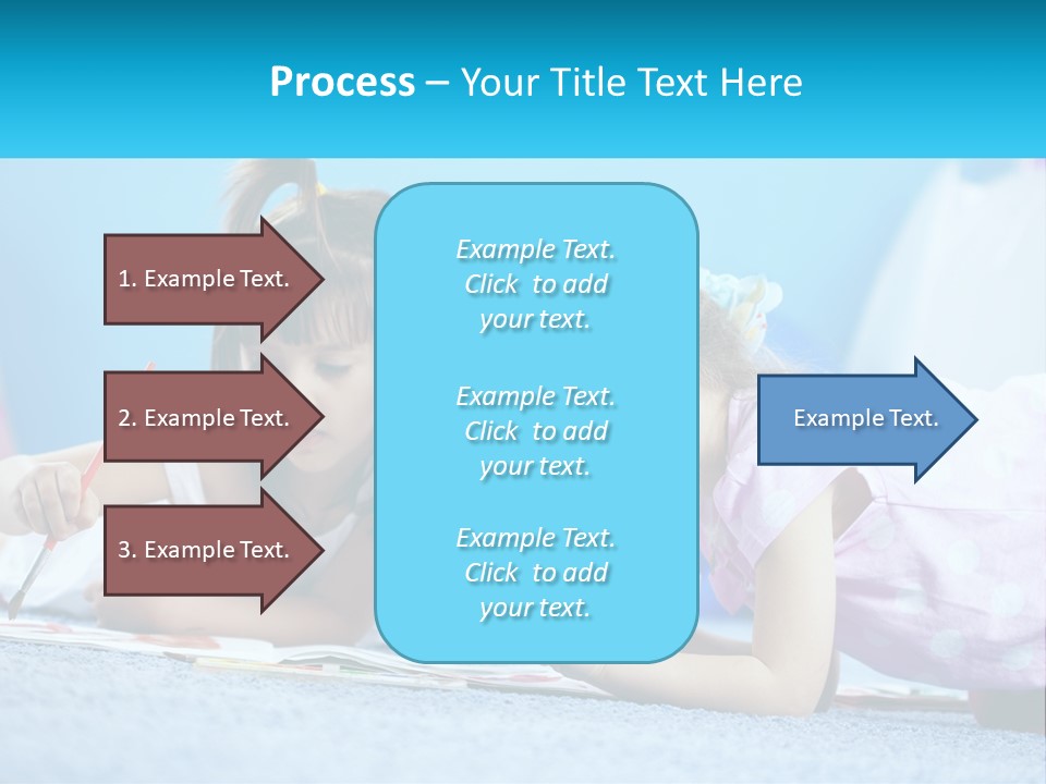 Two Little Girls Laying On The Floor Writing On Paper PowerPoint Template