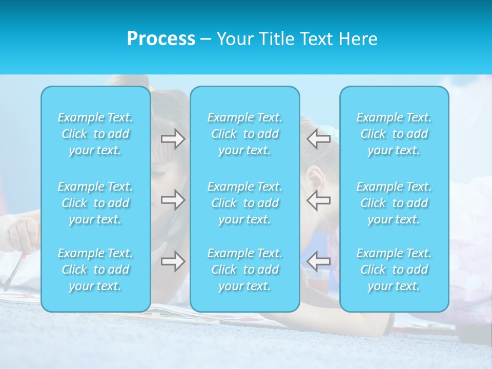 Two Little Girls Laying On The Floor Writing On Paper PowerPoint Template