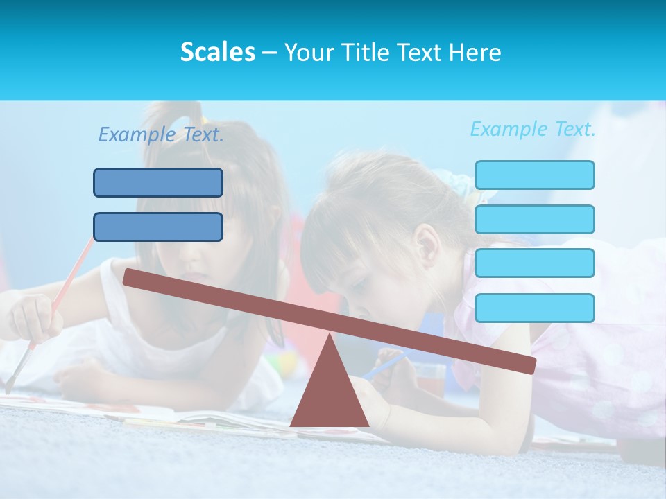 Two Little Girls Laying On The Floor Writing On Paper PowerPoint Template