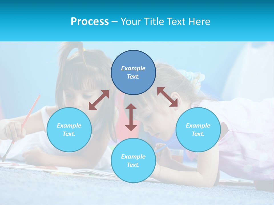 Two Little Girls Laying On The Floor Writing On Paper PowerPoint Template