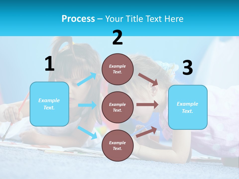 Two Little Girls Laying On The Floor Writing On Paper PowerPoint Template