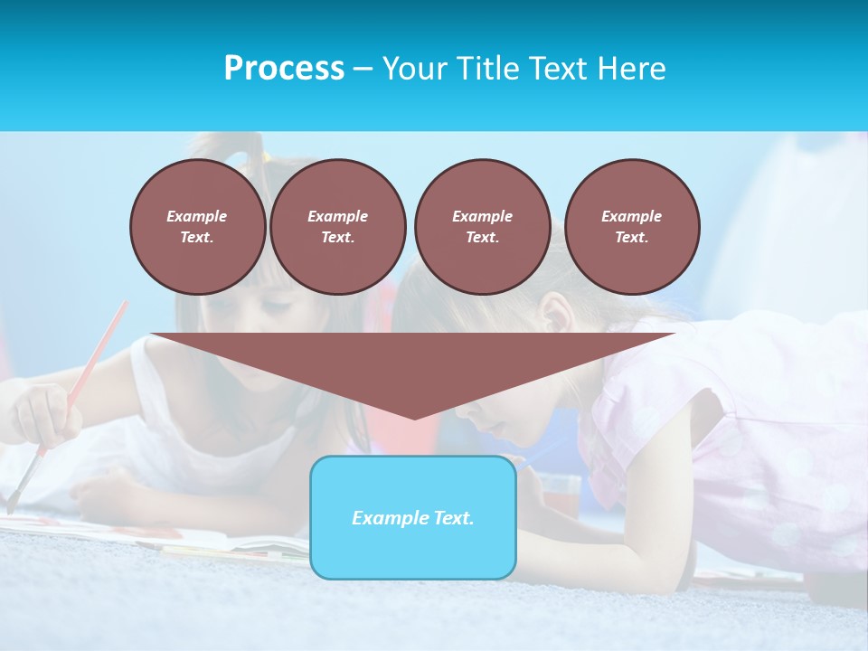 Two Little Girls Laying On The Floor Writing On Paper PowerPoint Template