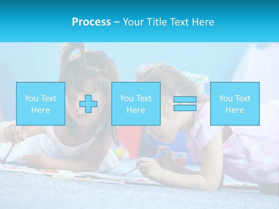 Two Little Girls Laying On The Floor Writing On Paper PowerPoint Template