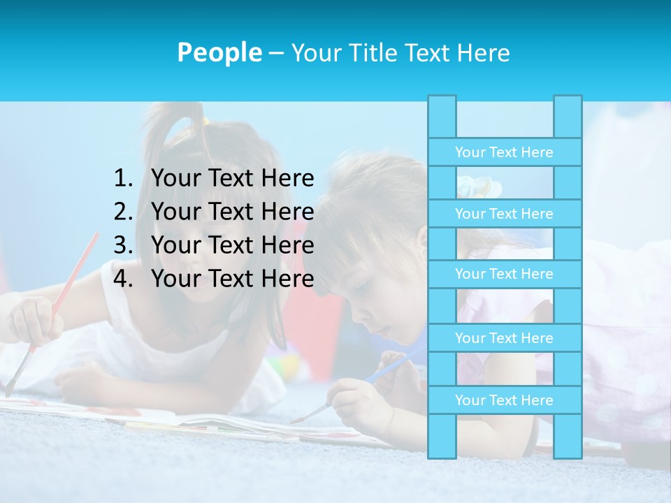 Two Little Girls Laying On The Floor Writing On Paper PowerPoint Template