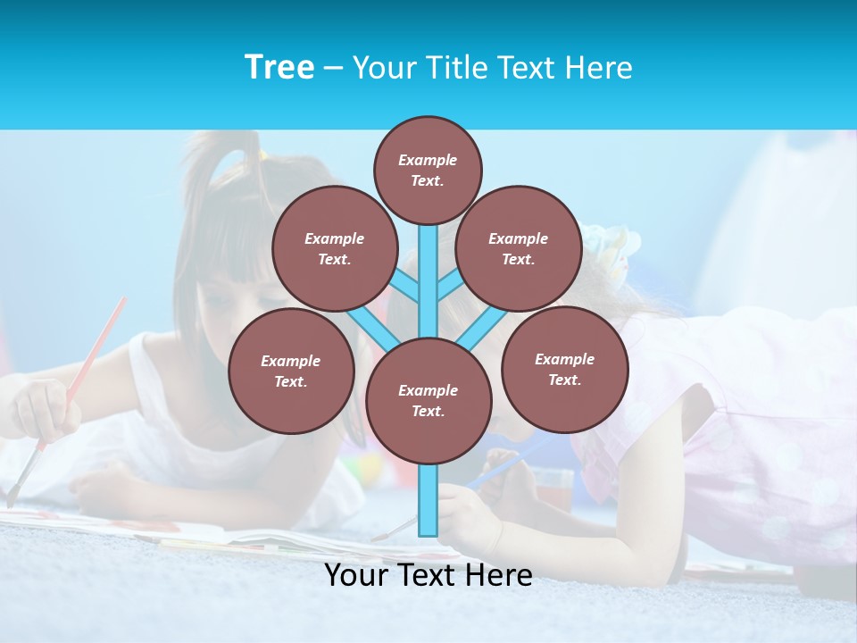 Two Little Girls Laying On The Floor Writing On Paper PowerPoint Template