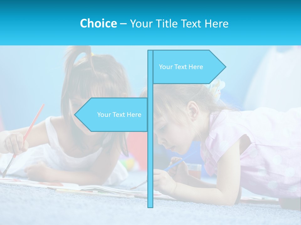 Two Little Girls Laying On The Floor Writing On Paper PowerPoint Template