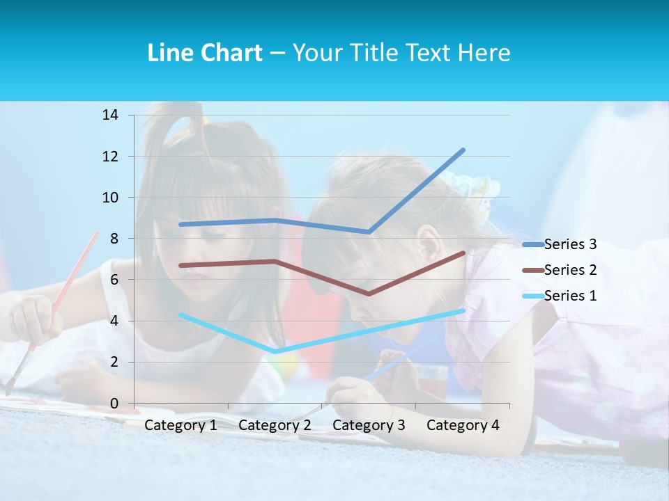 Two Little Girls Laying On The Floor Writing On Paper PowerPoint Template