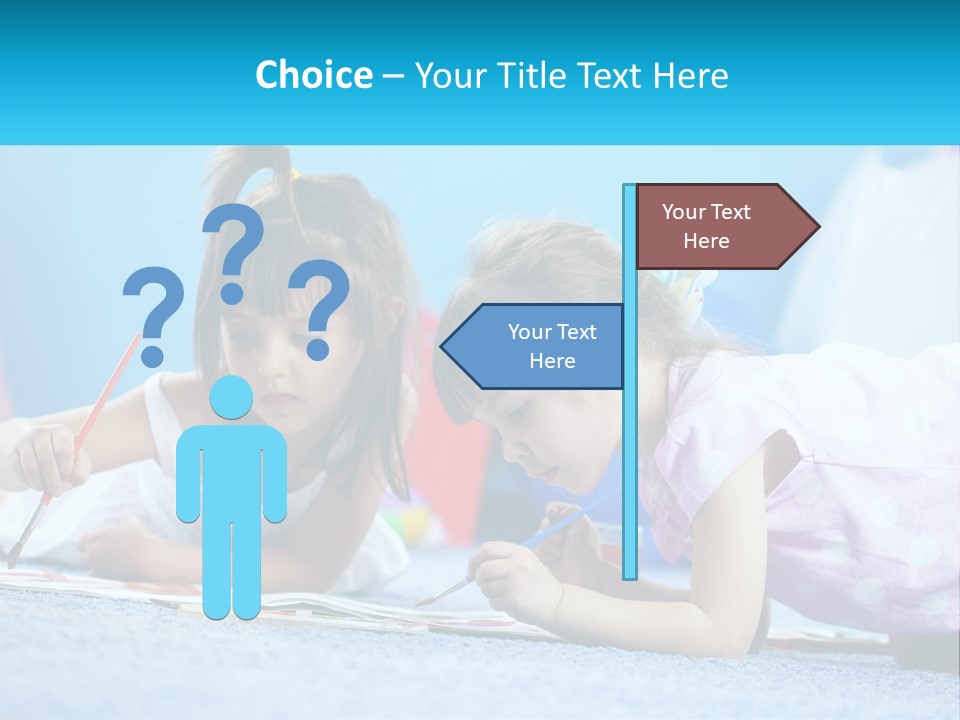 Two Little Girls Laying On The Floor Writing On Paper PowerPoint Template