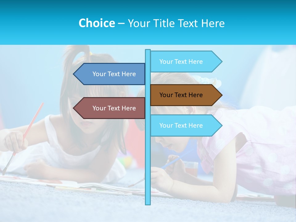 Two Little Girls Laying On The Floor Writing On Paper PowerPoint Template