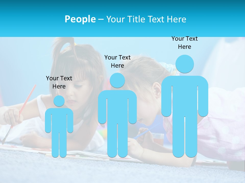 Two Little Girls Laying On The Floor Writing On Paper PowerPoint Template