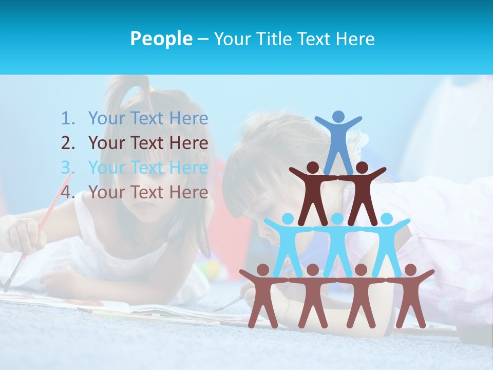 Two Little Girls Laying On The Floor Writing On Paper PowerPoint Template