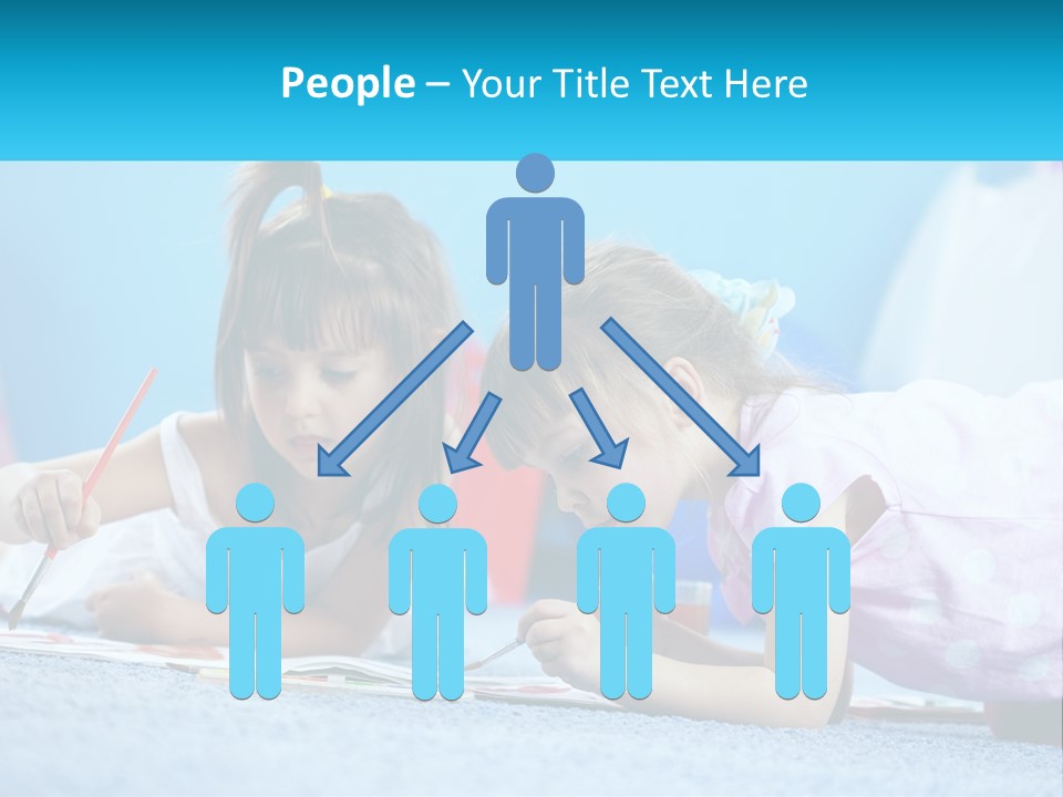 Two Little Girls Laying On The Floor Writing On Paper PowerPoint Template