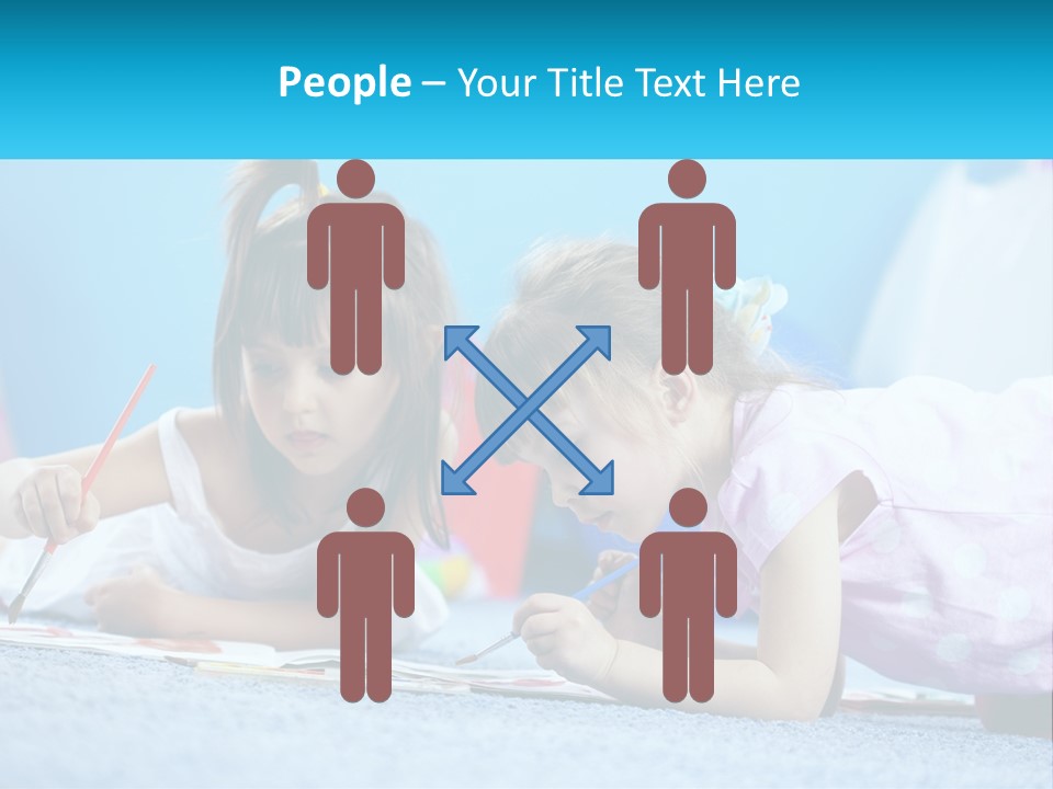 Two Little Girls Laying On The Floor Writing On Paper PowerPoint Template