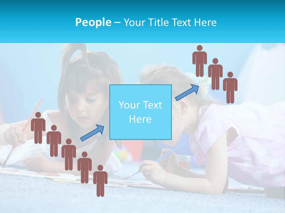 Two Little Girls Laying On The Floor Writing On Paper PowerPoint Template