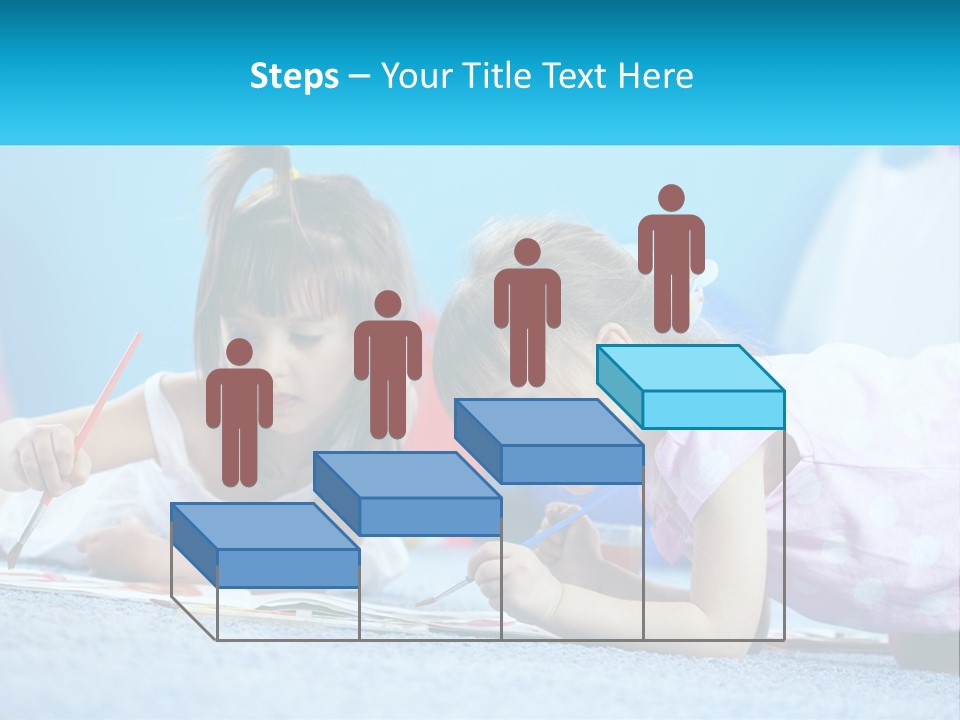 Two Little Girls Laying On The Floor Writing On Paper PowerPoint Template