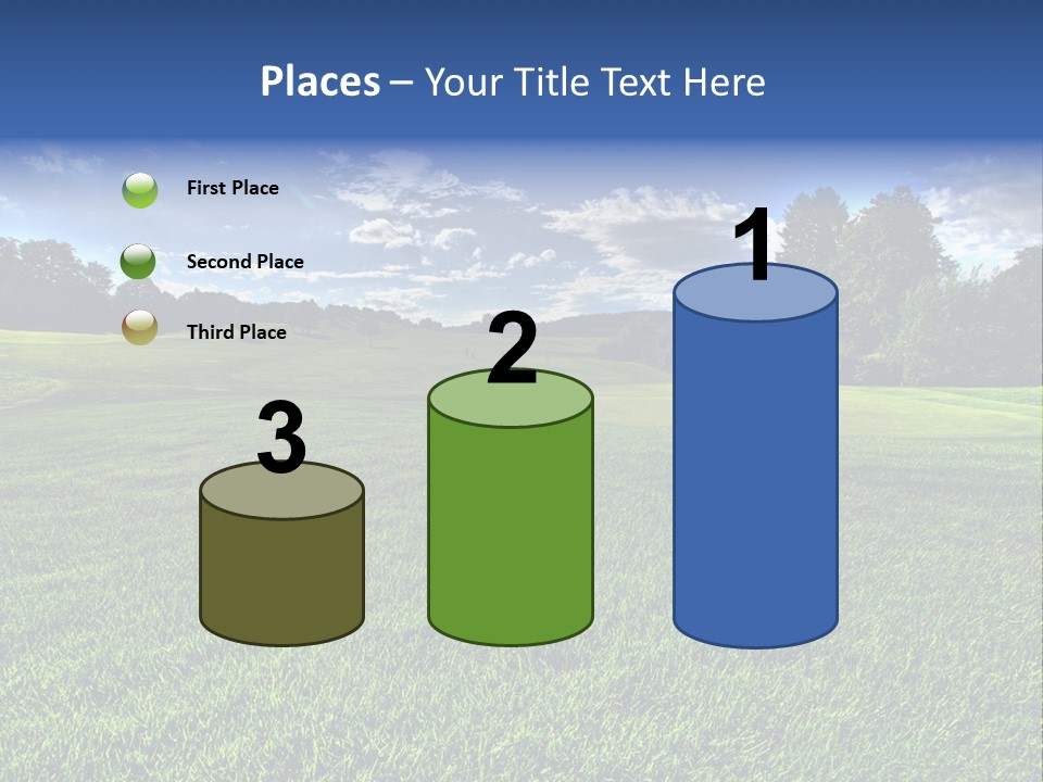 A Green Field With Trees And Blue Sky In The Background PowerPoint Template