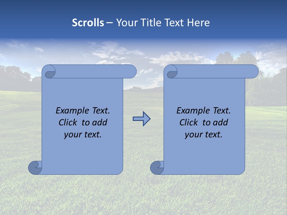 A Green Field With Trees And Blue Sky In The Background PowerPoint Template