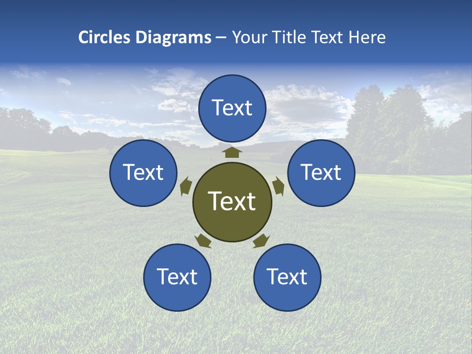 A Green Field With Trees And Blue Sky In The Background PowerPoint Template