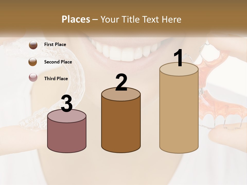 A Woman Holding A Toothbrush And A Fake Tooth PowerPoint Template