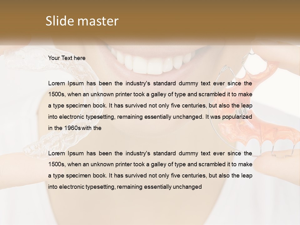 A Woman Holding A Toothbrush And A Fake Tooth PowerPoint Template