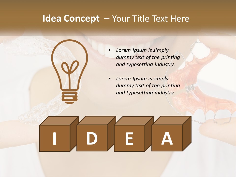 A Woman Holding A Toothbrush And A Fake Tooth PowerPoint Template