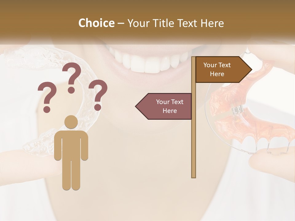 A Woman Holding A Toothbrush And A Fake Tooth PowerPoint Template
