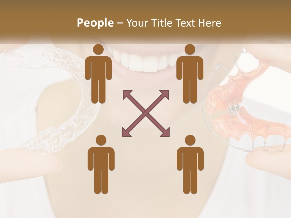 A Woman Holding A Toothbrush And A Fake Tooth PowerPoint Template