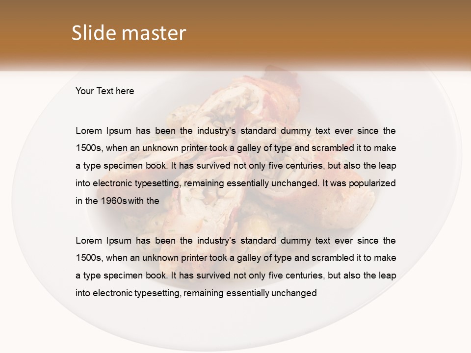 A Plate Of Food With Chicken And Mushrooms On It PowerPoint Template