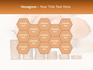 A Person Placing A Coin On Top Of A Stack Of Coins PowerPoint Template
