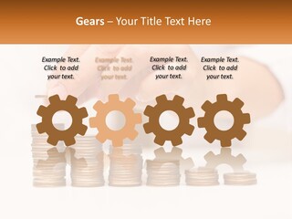 A Person Placing A Coin On Top Of A Stack Of Coins PowerPoint Template