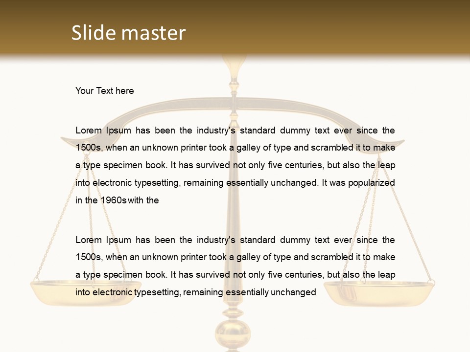 A Golden Balance Scale With A White Background PowerPoint Template