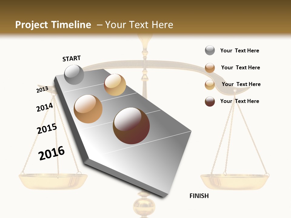A Golden Balance Scale With A White Background PowerPoint Template
