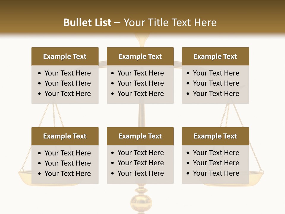 A Golden Balance Scale With A White Background PowerPoint Template