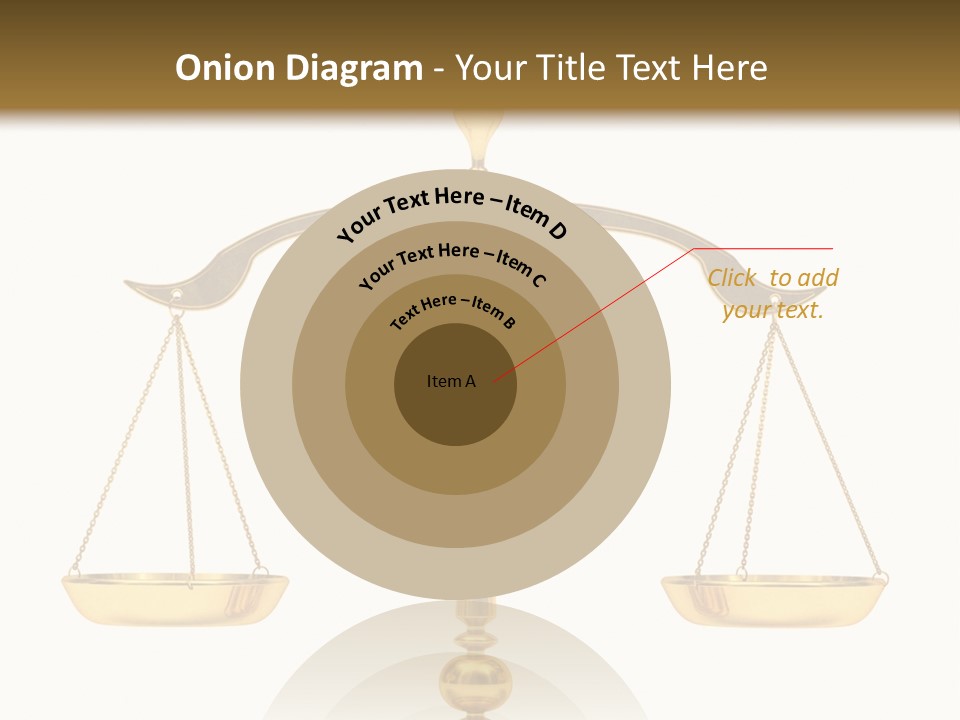 A Golden Balance Scale With A White Background PowerPoint Template