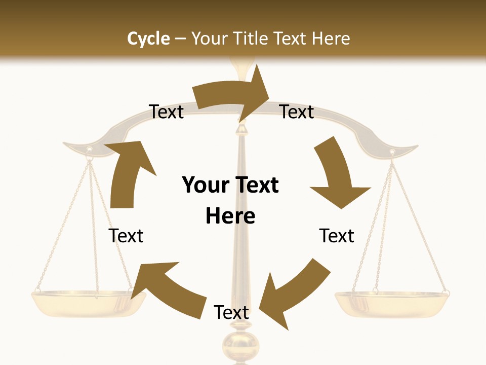A Golden Balance Scale With A White Background PowerPoint Template