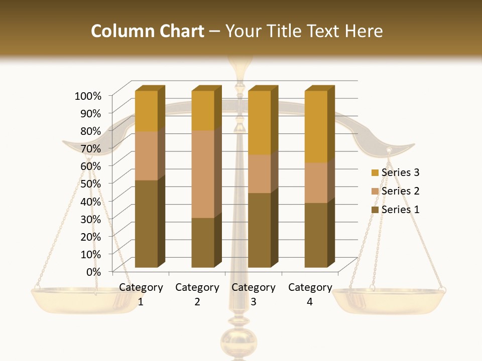 A Golden Balance Scale With A White Background PowerPoint Template