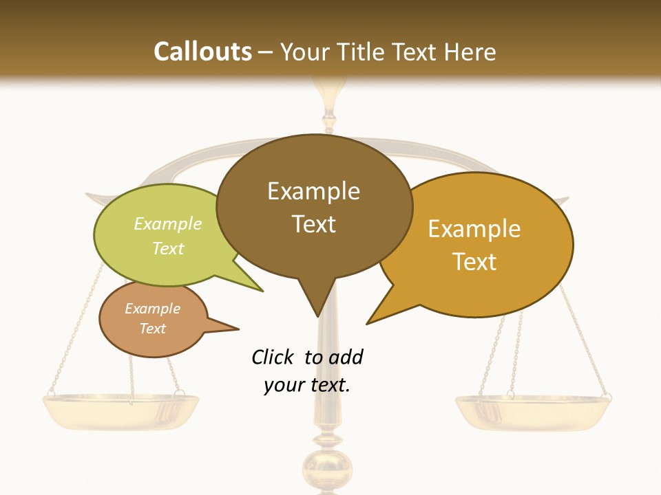 A Golden Balance Scale With A White Background PowerPoint Template