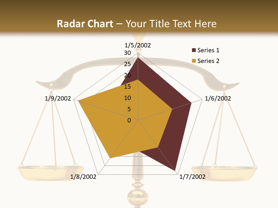 A Golden Balance Scale With A White Background PowerPoint Template
