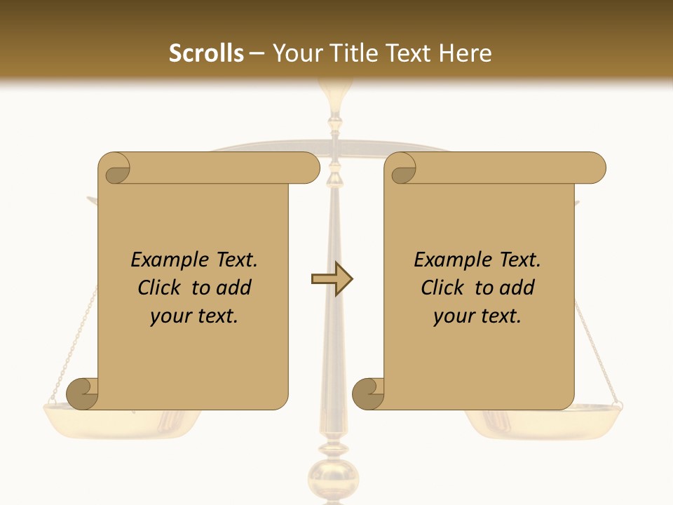 A Golden Balance Scale With A White Background PowerPoint Template