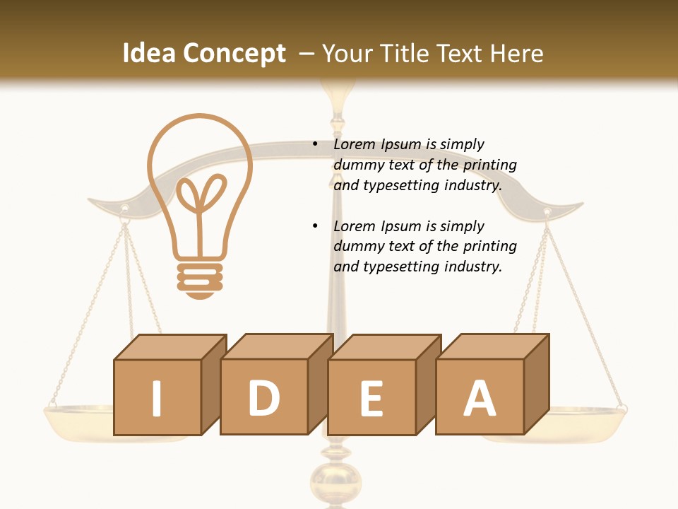 A Golden Balance Scale With A White Background PowerPoint Template