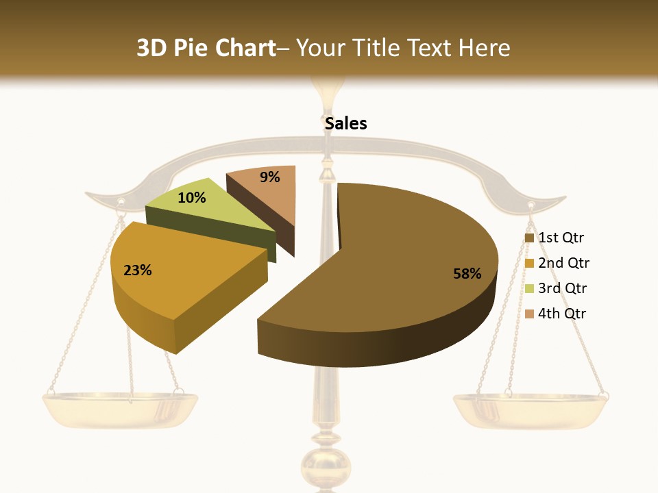 A Golden Balance Scale With A White Background PowerPoint Template