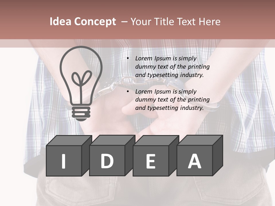 A Man Holding His Hands In Handcuffs Powerpoint Template PowerPoint Template