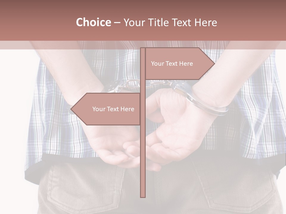 A Man Holding His Hands In Handcuffs Powerpoint Template PowerPoint Template