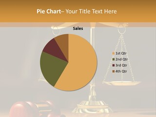 A Judge's Hammer And Scale On A Wooden Table PowerPoint Template