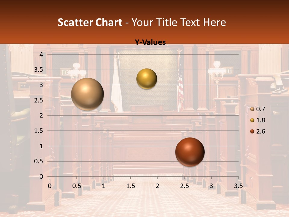 A Large Wooden Courtroom With A Flag On The Wall PowerPoint Template